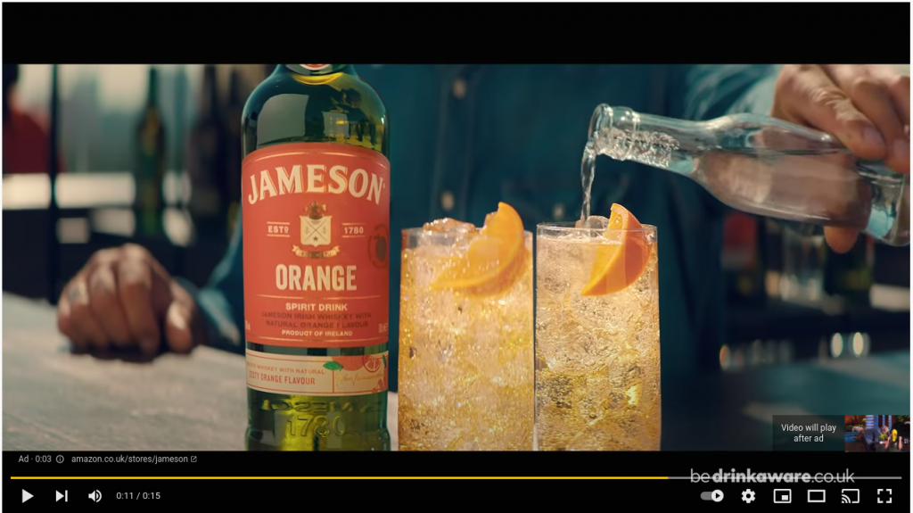 A YouTube ad for Jameson