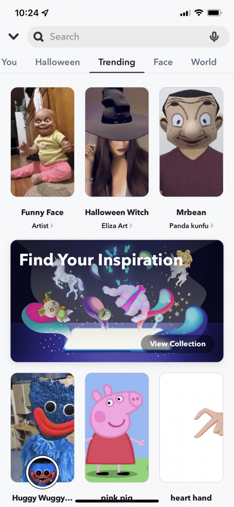The different Snapchat filters.