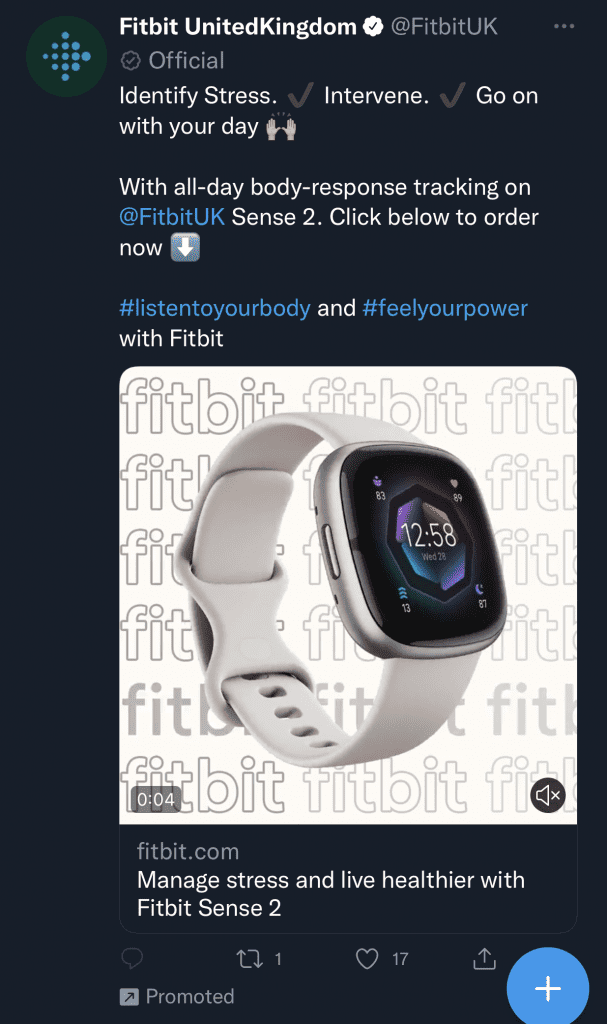 Twitter Fitbit video ad